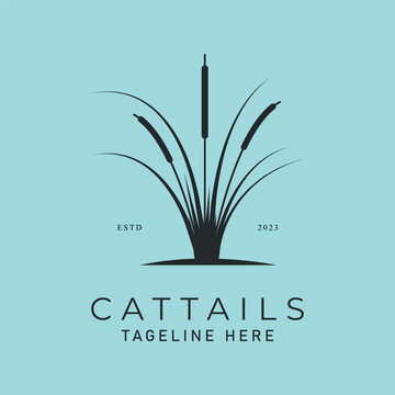 cattails icon silhouette logo vector design art.