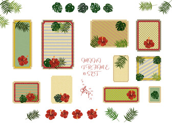 フレーム素材【ハイビスカス・モンステラ・ヤシ】海のメッセージカード(・&forall;・)