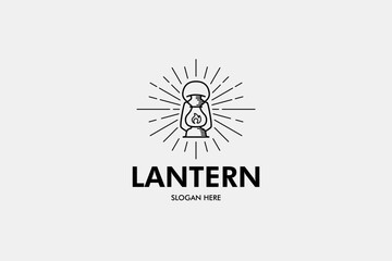 shining lantern vintage logo. vector design.
