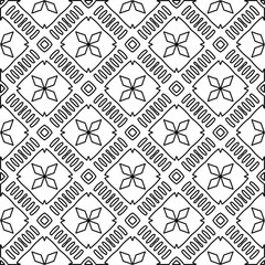 Monochrome ornamental texture with smooth linear shapes, zigzag lines, lace pattern. Abstract geometric black and white pattern for web page, textures, card, poster, fabric, textile.