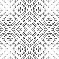 Monochrome ornamental texture with smooth linear shapes, zigzag lines, lace pattern. Abstract geometric black and white pattern for web page, textures, card, poster, fabric, textile.