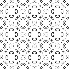 Monochrome ornamental texture with smooth linear shapes, zigzag lines, lace pattern. Abstract geometric black and white pattern for web page, textures, card, poster, fabric, textile.