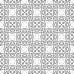  Monochrome ornamental texture with smooth linear shapes, zigzag lines, lace pattern. Abstract geometric black and white pattern for web page, textures, card, poster, fabric, textile.