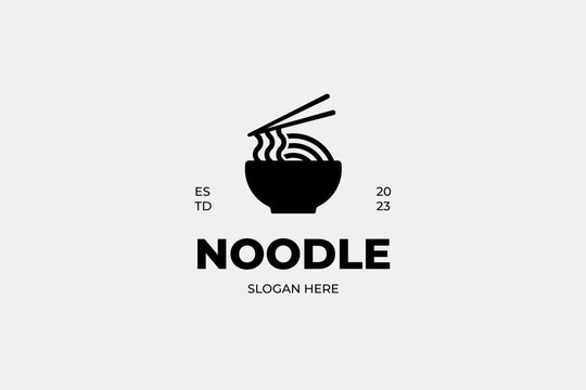 Bowl of noodles and chopsticks vintage logo