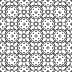  Monochrome ornamental texture with smooth linear shapes, zigzag lines, lace pattern. Abstract geometric black and white pattern for web page, textures, card, poster, fabric, textile.