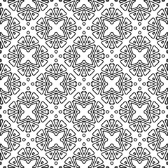  Monochrome ornamental texture with smooth linear shapes, zigzag lines, lace pattern. Abstract geometric black and white pattern for web page, textures, card, poster, fabric, textile.