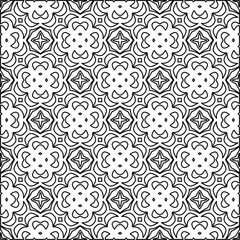  Monochrome ornamental texture with smooth linear shapes, zigzag lines, lace pattern. Abstract geometric black and white pattern for web page, textures, card, poster, fabric, textile.