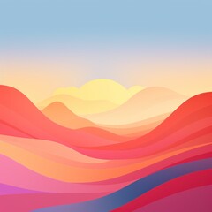 Rainbow minimalist landscape.