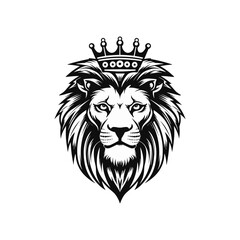Fototapeta na wymiar Minimalist vector of lion head with crown.