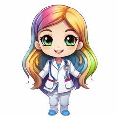 rainbow color nurse smiling,