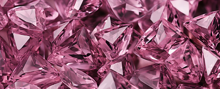 Graff Pink Diamond texture, iridescent texture, faceted gem crystal refractions panorama background