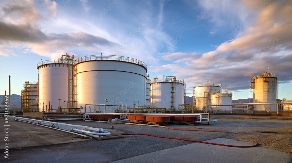 Canvas Prints oil and natural gas storage tanks, and the refinery business, generative ai