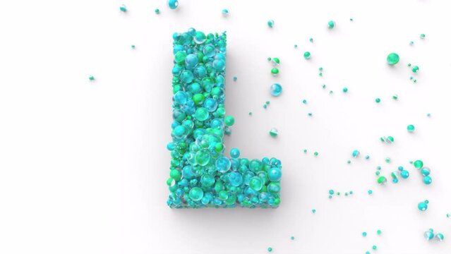 Latin Alphabet - Colorfull Balls Form a Letter in 4k Video Made for Learning Alphabet, Characters and Letter Forms in a Fun Way