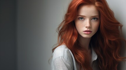 Fototapeta premium portrait of a young woman looking at camera in studio 