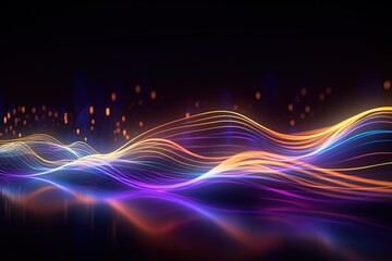 Fototapeta na wymiar abstract futuristic background with pink blue purple glowing neon moving high speed wave lines honeycomb and bokeh lights. Data transfer concept Fantastic wallpaper