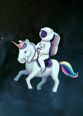 Obraz na płótnie Canvas An Astronaut riding with a Unicorn made with Genative AI