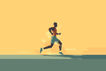 Fototapeta na wymiar Hand-drawn cartoon Middle distance runner at gym flat art Illustrations in minimalist vector style