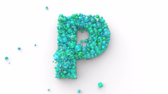 Latin Alphabet - Colorfull Balls Form a Letter in 4k Video Made for Learning Alphabet, Characters and Letter Forms in a Fun Way