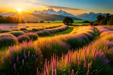 sunset in the mountains