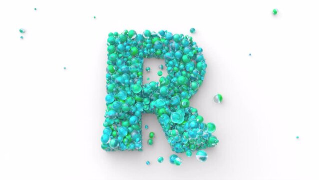 Latin Alphabet - Colorfull Balls Form a Letter in 4k Video Made for Learning Alphabet, Characters and Letter Forms in a Fun Way