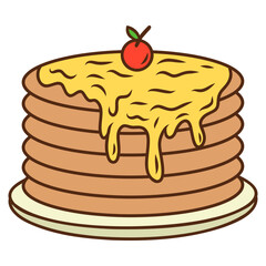 pancakes with cherry illustration