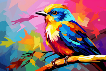 Generative AI.
wpap style abstract background, bird