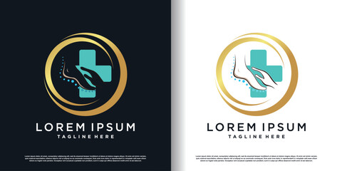 podiatry logo icon with creative concept design premium vector