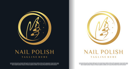 Nail polish logo with creative concept premium vector
