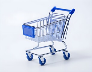 3d blue metal shopping cart