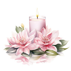 Obraz na płótnie Canvas an elegant floating candle centerpiece in watercolor style isolated on a transparent background, generative ai