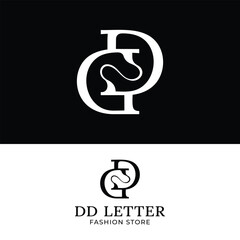 Letter Monogram D DD in Simple Modern Interlock Style for General Fashion Clothing Store Apparel Finance Sports Fitness Logo Design Template