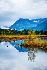 View of Tern Lake in fall season, Moose Pass, Alaska.