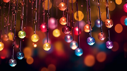 An enchanting image capturing the beauty of Christmas bokeh, with twinkling lights in soft focus, evoking a sense of warmth and joy during the holiday season. Generative AI