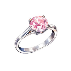 engagement ring in watercolor style isolated on a transparent background, generative ai