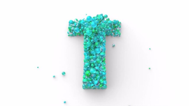 Latin Alphabet - Colorful Balls Form a Letter in 4k Video Made for Learning Alphabet, Characters and Letter Forms in a Fun Way