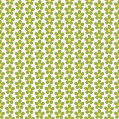 Retro Green Flower Power Seamless Pattern