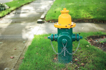  fire hydrant stands resilient on the city street, symbolizing safety, preparedness, and the...