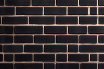 Texture of a black painted brick wall as a background or wallpaper