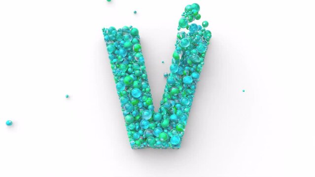 Latin Alphabet - Colorfull Balls Form a Letter in 4k Video Made for Learning Alphabet, Characters and Letter Forms in a Fun Way