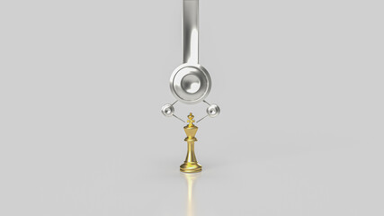 The robot arm and chess for technology or Business concept 3d rendering