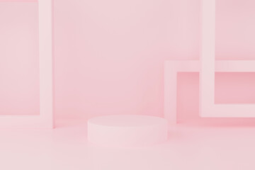 3d illustration pink podium for placing goods