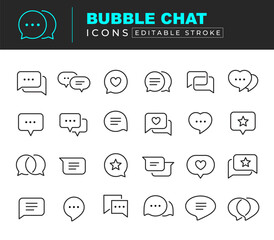 Bubble Chat line icon set. Speech bubble message icon	