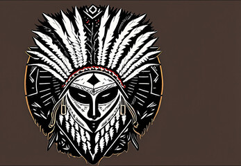 native American headdress tattoo vector