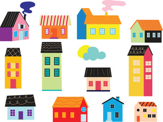A unique and diverse collection of small houses. Featuring a cool paper cut style and minimalist illustrations.