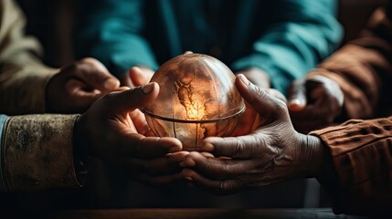 People of different cultures working on improving the world. Generative AI