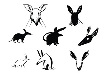 Beautiful and minimal style Aardvark logo and white background.eps