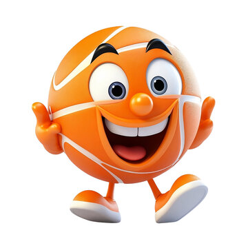 3D cute smile cartoon basketball movie collection happy orange icon logo clipart illustration emotion sticker