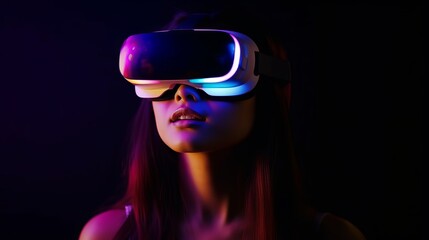 Augmented reality virtual wearable vr glasses goggle technology future concept people female wear simulator headset 3d interactive innovation cyber,generative ai