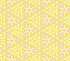 Yellow Flowers Seamless Pattern on White Background