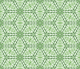 Green Abstract Flowers Seamless Pattern on White Background